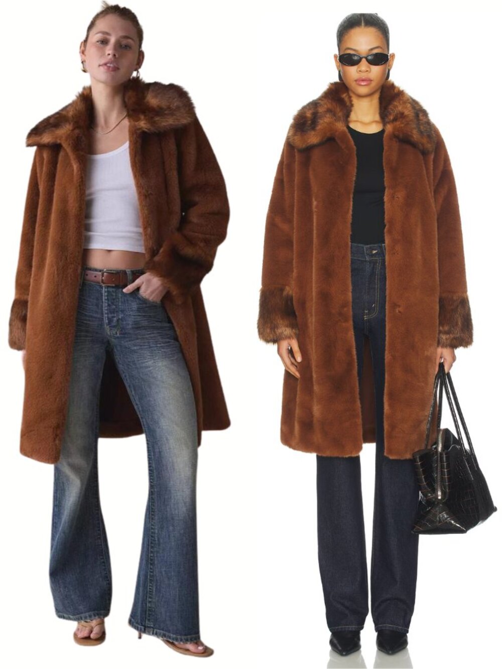 Unreal Fur Timeless Coat Ginger Brown Faux Fur Knee Length Vegan Teddy Coat